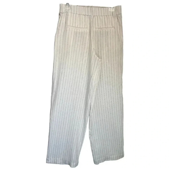 A NEW DAY linen blend wide leg pin striped pants ivory trousers womens size 4 - Picture 4 of 12